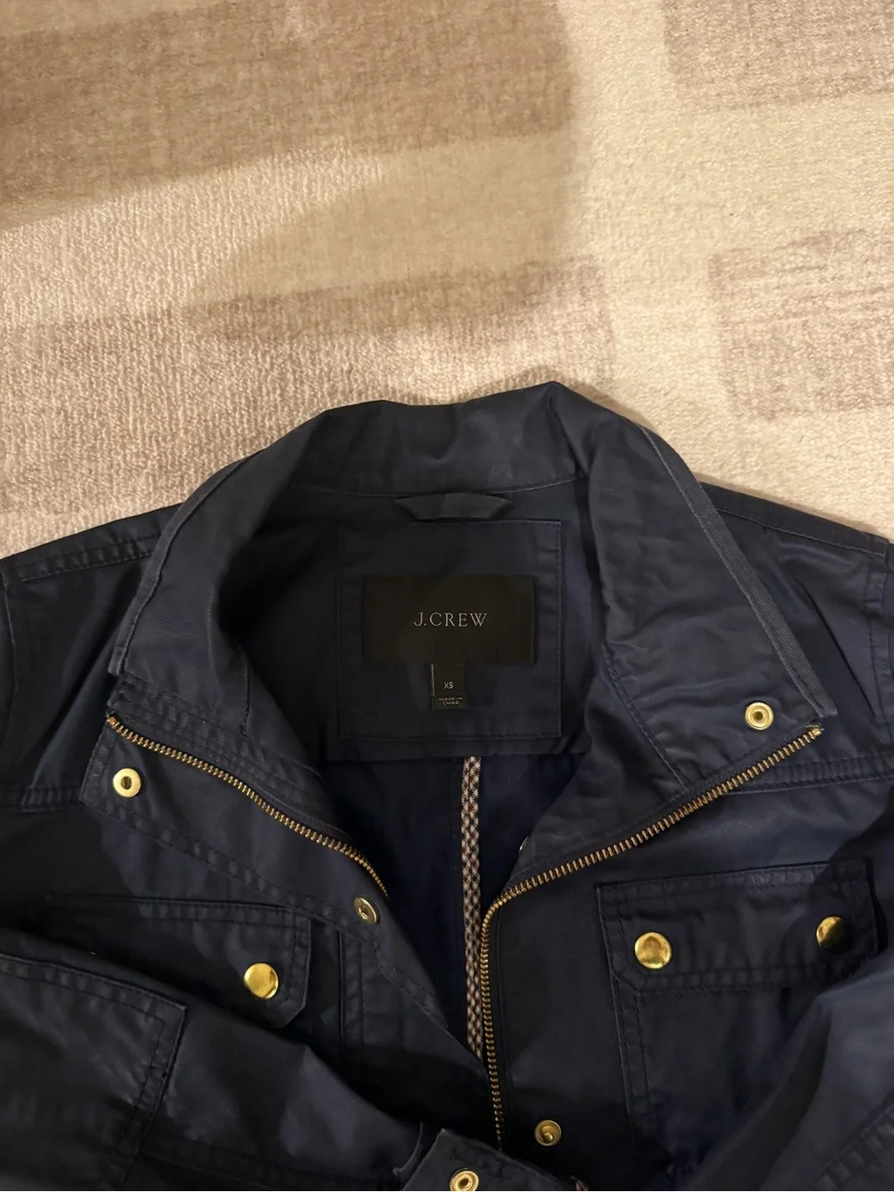 J. Crew Women's Navy Field Jacket with Gold-Tone Hardware Size XS